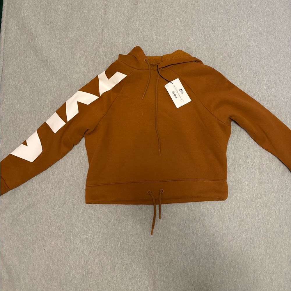 Brown Hoodie with White Lettering